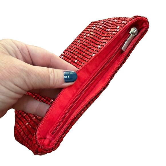 Christina Aquilera red metal mesh wallet pouch evening bag zip top mini purse - Picture 6 of 10